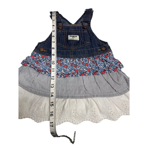Oshkosh Bgosh Girls Denim Vestbak Dress Lot Of 2 Floral & Eyelet Ruffle Skirts S - Picture 10 of 15